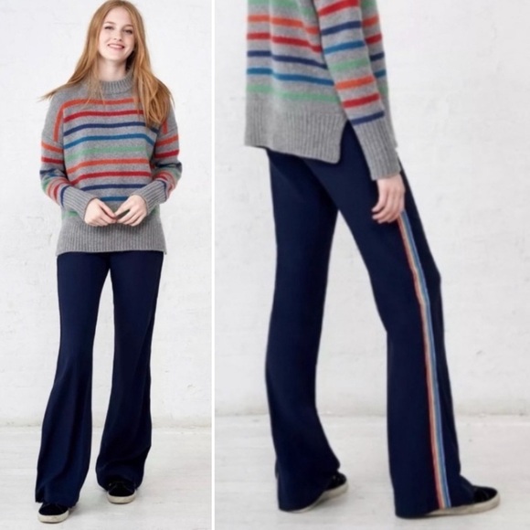 La Ligne Pants - La Ligne Le Tuxedo Pant Navy Blue Rainbow Flare Classic Sporty Casual 8 NWT